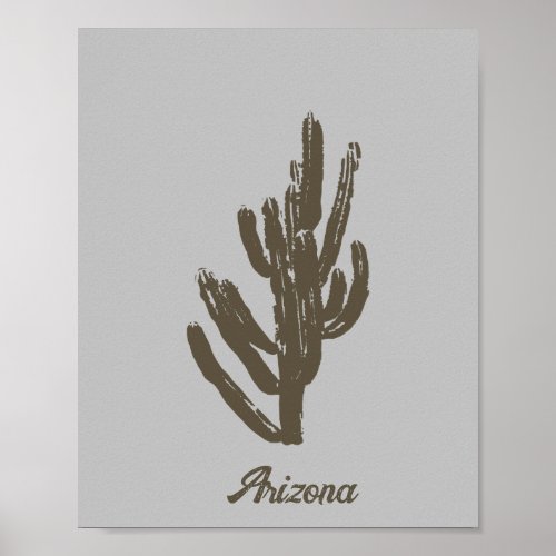 Arizona cactus grey dark green minimalist modern  poster