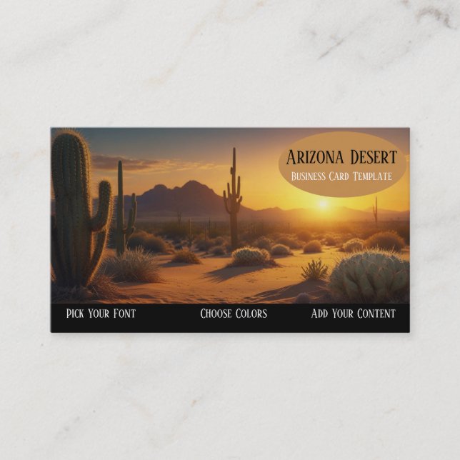 Arizona Cactus Sunset Desert Business Card (Front)