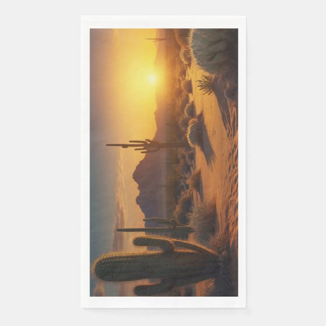 Arizona Cactus Sunset Desert Paper Guest Towels (Front)