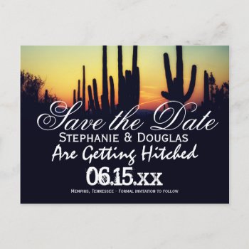 Arizona Cactus Sunset Save The Date Postcards by RusticCountryWedding at Zazzle