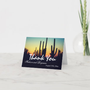 Arizona Cactus Sunset Wedding Thank You Cards