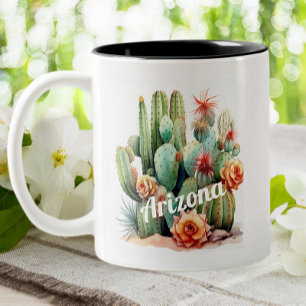 Arizona Cactus Watercolor Garden House Plants Two-Tone Coffee Mug