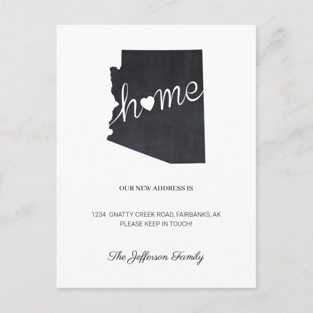 Arizona Chalkboard Moving Announcement Postcard (Front)