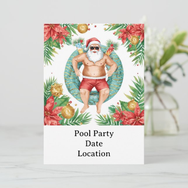 Arizona Christmas themed Pool Party Invitation (Standing Front)
