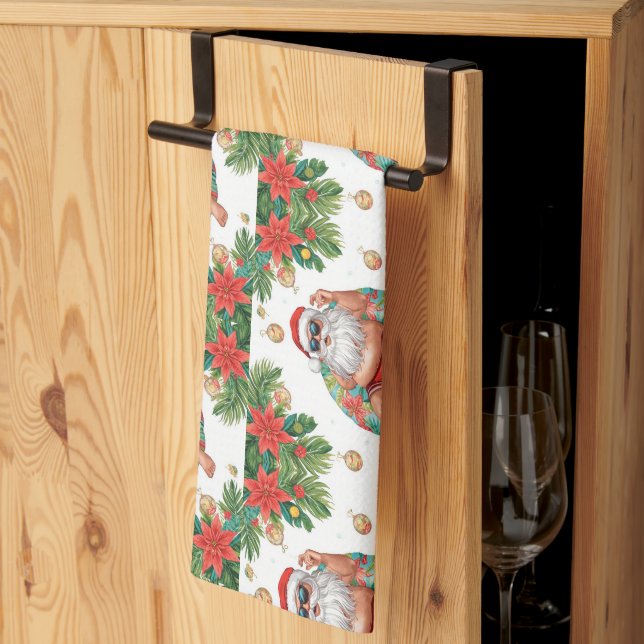 Arizona Christmas themed with Santa Pool party  Kitchen Towel (Thirds Fold)