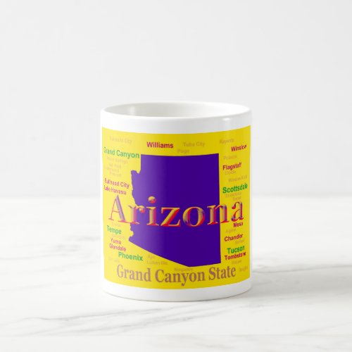 Arizona Colorful Map Grand Canyon State Coffee Mug