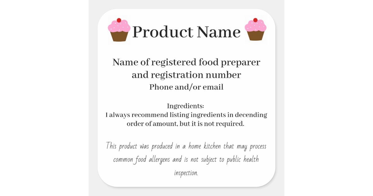 Arizona cottage law food label bakery home based | Zazzle