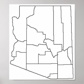 Arizona Counties Blank Outline Map Poster | Zazzle