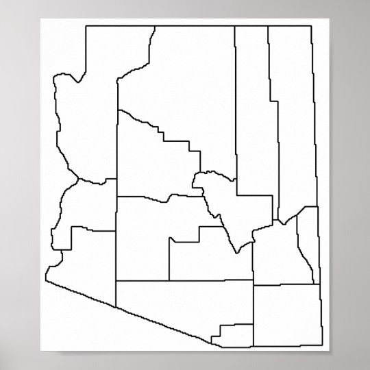 Arizona Counties Blank Outline Map Poster | Zazzle.com