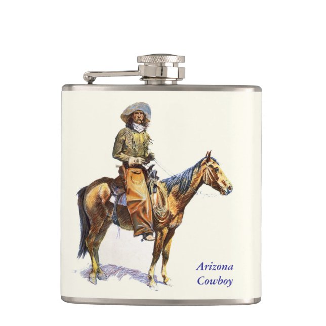 Arizona Cowboy Remington Fine Art Hip Flask (Front)