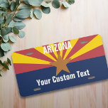 Arizona Custom Personalized Flag Star License Plate<br><div class="desc">This design may be personalized in the area provided by changing the photo and/or text. Or it can be customized by choosing the click to customize further option and delete or change the color of the background, add text, change the text color or style, or delete the text for an...</div>