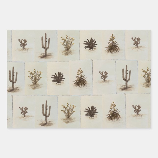 Arizona Desert Cacti Wrapping Paper Sheets (Front)