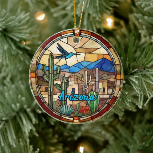 Arizona Desert Cactus Ceramic Ornament