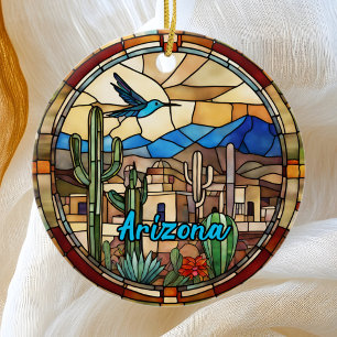 Arizona Desert Cactus Ceramic Ornament