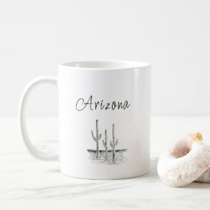 Arizona Desert Cactus Southwest Black White Coffee Mug