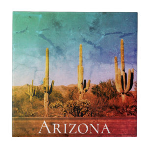 Arizona Desert Cactus Southwest Ceramic Tile