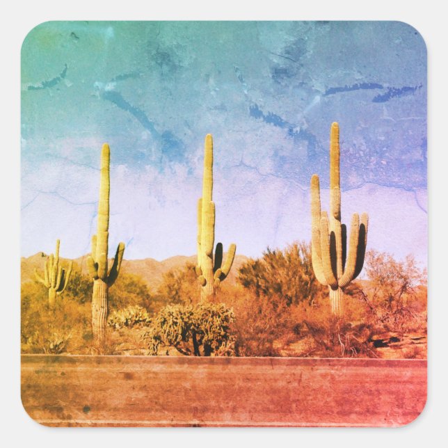 Arizona Desert Cactus Square Sticker (Front)