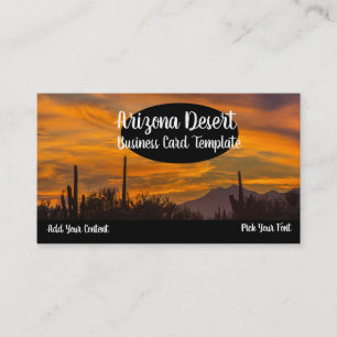 Arizona Desert Cactus Sunset Business Card