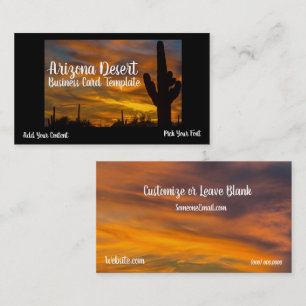Arizona Desert Cactus Sunset Business Card