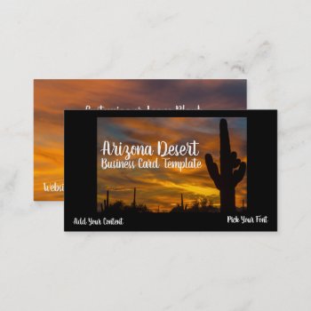Arizona Desert Cactus Sunset Business Card by businesscardslogos at Zazzle
