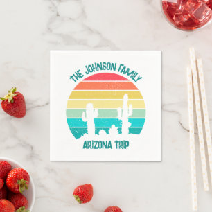 Arizona Desert Cactus Sunset Personalized Napkins