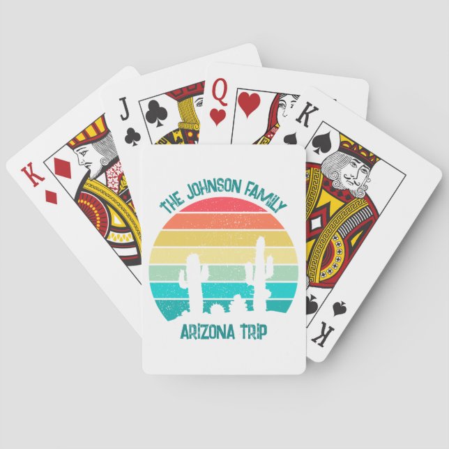 Arizona Desert Cactus Sunset Personalized Poker Cards (Back)