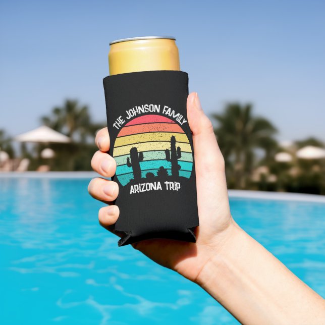 Arizona Desert Cactus Sunset Personalized Seltzer Can Cooler (In Situ Pool)