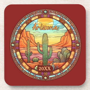 Arizona Desert Cactus Watercolor Beverage Coaster