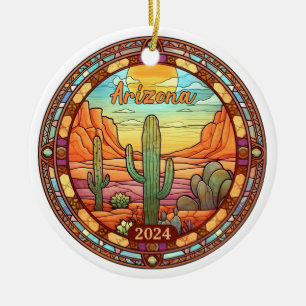 Arizona Desert Cactus Watercolor Ceramic Ornament