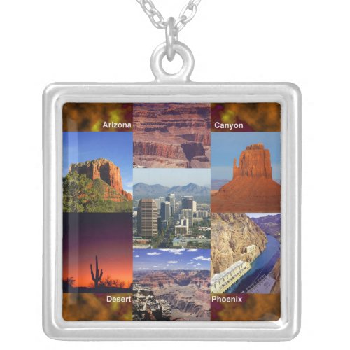 Arizona Desert Collage Silver Plated Necklace