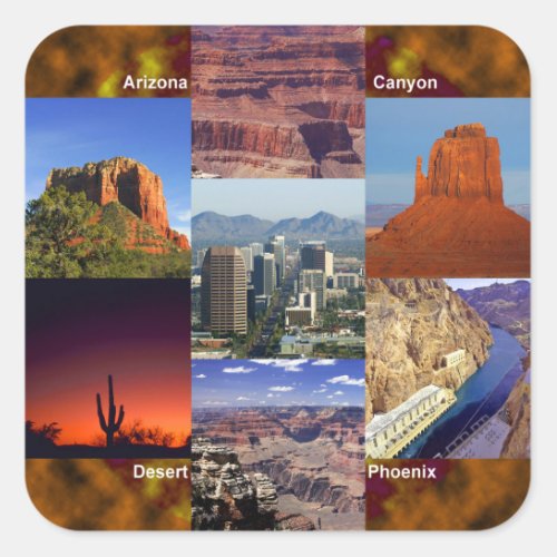 Arizona Desert Collage Square Sticker