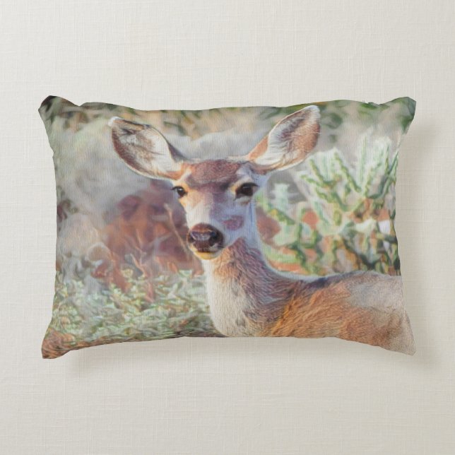 Arizona Desert Deer Accent Pillow (Front)
