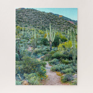 Arizona Desert Hiking Trail Saguaro Cactus Forest Jigsaw Puzzle
