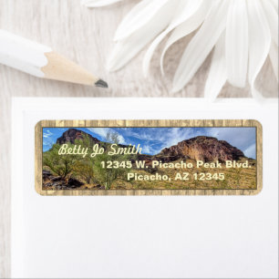Arizona Desert Mountain Scenery Barn Boards Beige Label