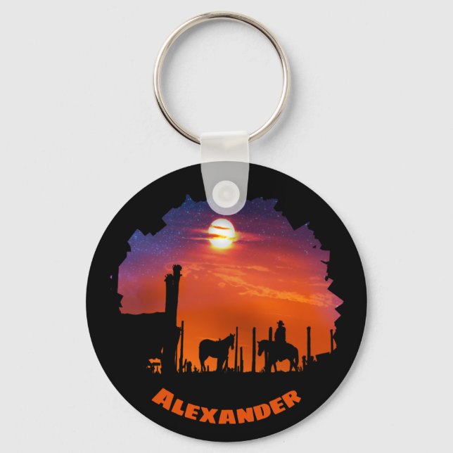 ARIZONA DESERT NIGHT COWBOY TRAIL KEY RING (Front)