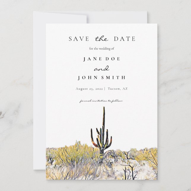 Arizona Desert Saguaro Save The Date (Front)