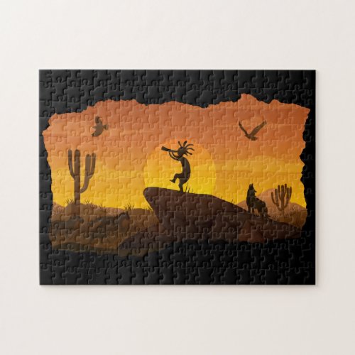 Arizona Desert Sunset Kokopelli Jigsaw Puzzle