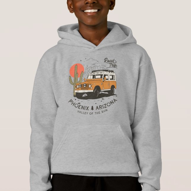 Arizona Desert Sunset Road Trip Cactus Phoenix Hoodie (Front)