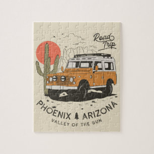 Arizona Desert Sunset Road Trip Cactus Phoenix Jigsaw Puzzle