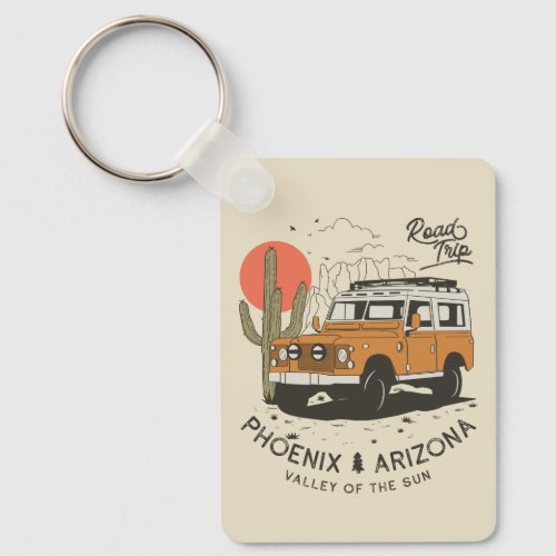 Arizona Desert Sunset Road Trip Cactus Phoenix Keychain