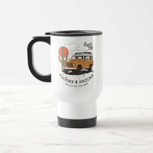Arizona Desert Sunset Road Trip Cactus Phoenix Travel Mug (Left)