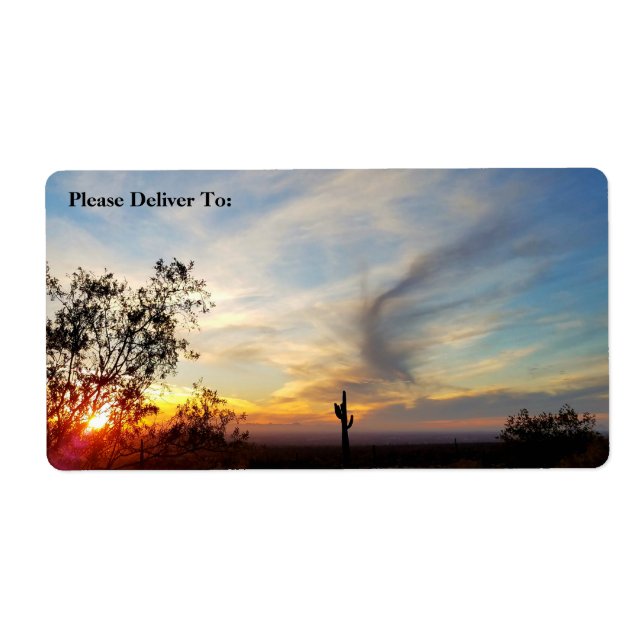 Arizona Desert Sunset With Saguaro Cactus / Label (Front)