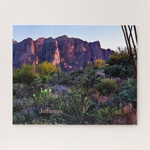 Arizona Desert Superstition Mountain At Dusk Jigsaw Puzzle