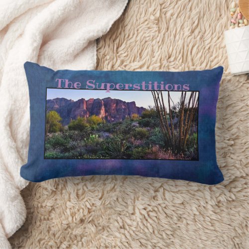 Arizona Desert Superstition Mountain At Dusk Lumbar Pillow