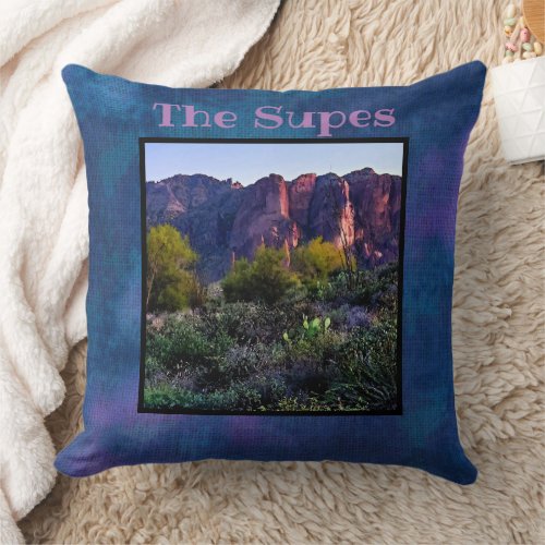 Arizona Desert Superstition Mountain At Dusk Throw Pillow