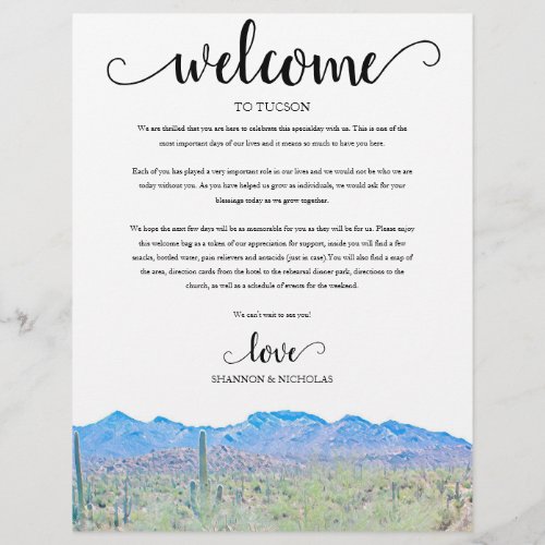 Arizona Desert Wedding Weekend Welcome Itinerary