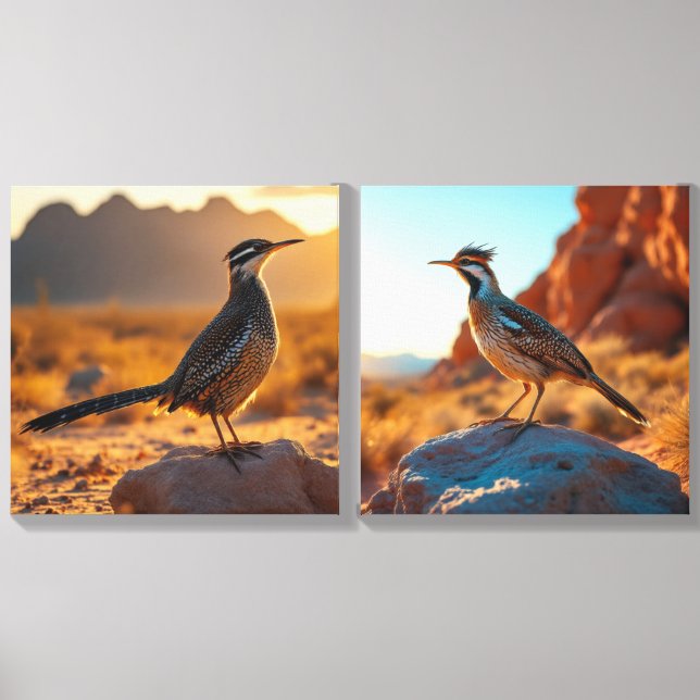 Arizona Desert Wild Nature Roadrunner Wall Art Canvas Photo Tile (Front Set)