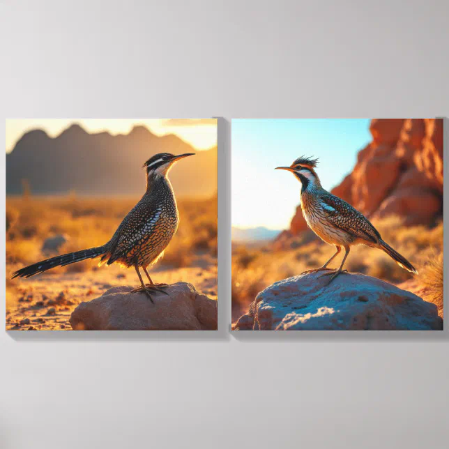 Arizona Desert Wild Nature Roadrunner Wall Art Canvas Photo Tile