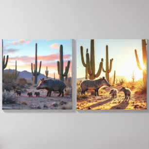 Arizona Desert Wild Pigs Javalina Wall Art Canvas Photo Tile