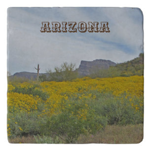 Arizona Desert Wildflowers Yellow Flower Southwest Trivet